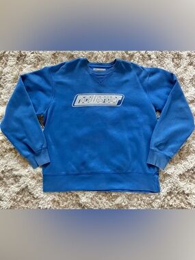 Y2K Hollister Script Crewneck Sweatshirt Blue Adult Unisex Medium Preppy Retro